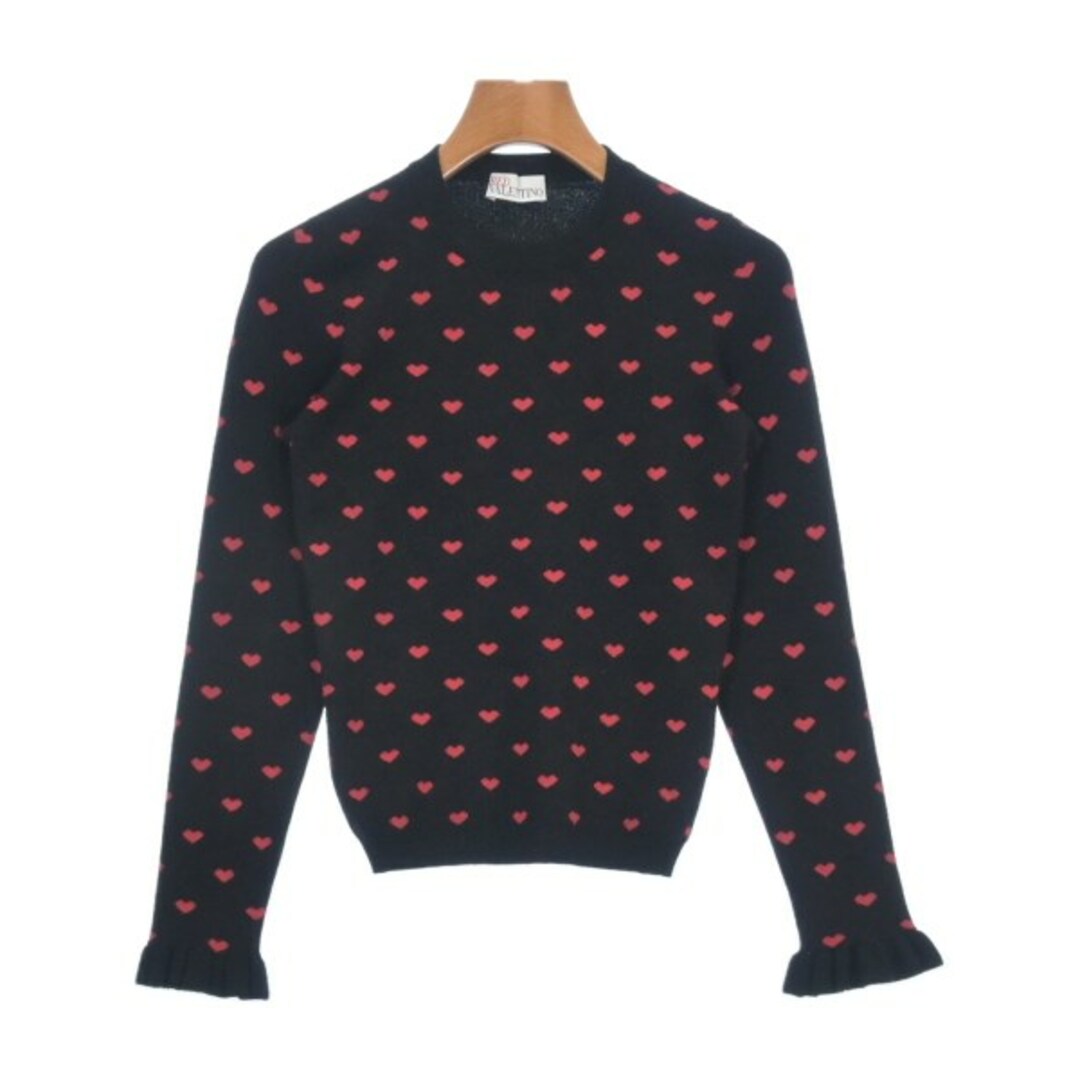 RED VALENTINO - RED VALENTINO ニット・セーター S 黒x赤(総柄 RED VALENTINO - RED VALENTINO ニット・セーター S 黒x赤(総柄
