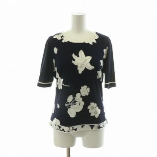 LEONARD - レオナール fashion ニット カットソー 半袖 花柄 LEONARD - レオナール fashion ニット カットソー 半袖 花柄