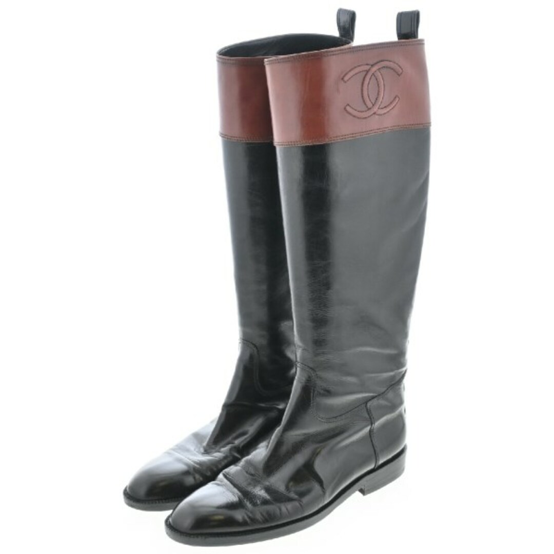 CHANEL - CHANEL シャネル ブーツ EU36(22.5cm位) 黒x茶 【古着 CHANEL - CHANEL シャネル ブーツ EU36(22.5cm位) 黒x茶 【古着