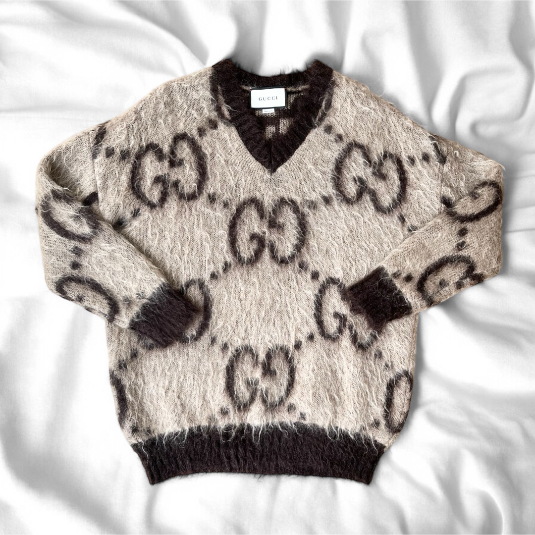 GUCCI - 美品 グッチ GG モヘア ウール Vネック セーター ニット GUCCI - 美品 グッチ GG モヘア ウール Vネック セーター ニット