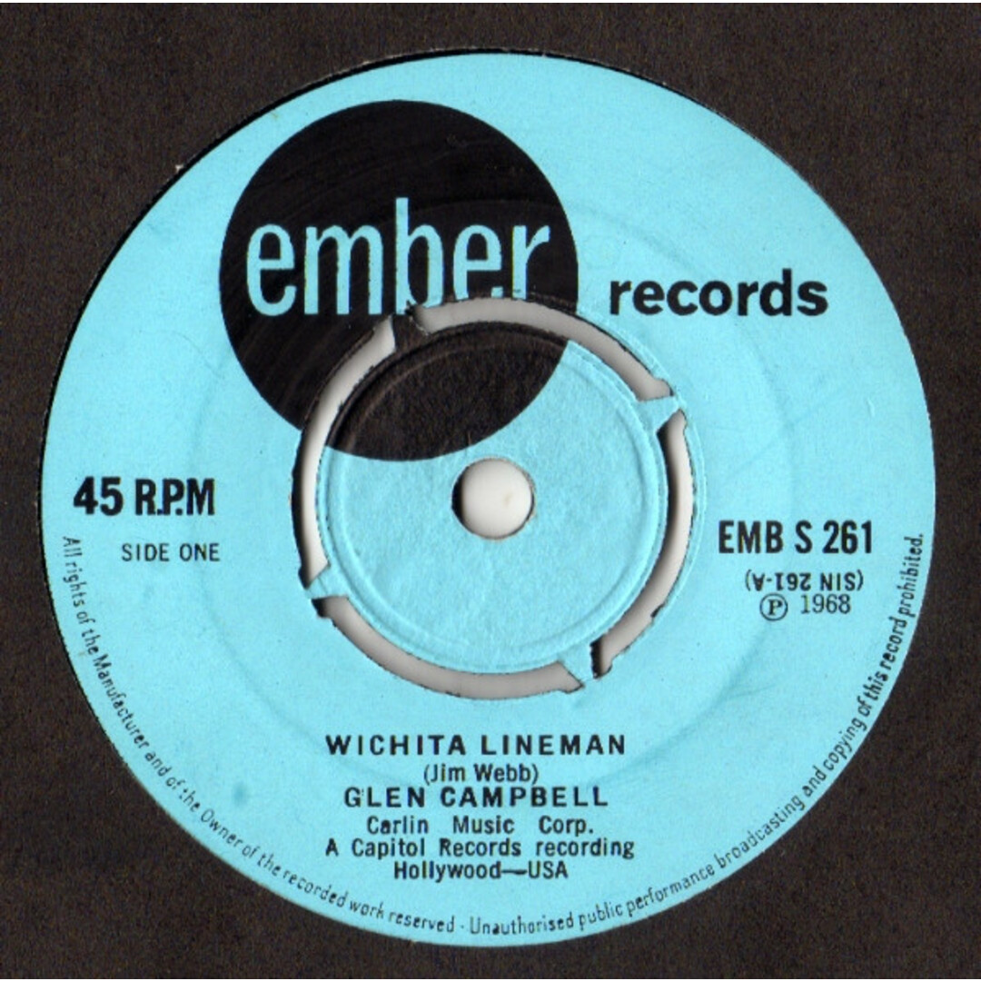 英7” Glen Campbell Wichita Lineman EMBS261 Ember Records /00080 エンタメ/ホビーのエンタメ その他(その他)の商品写真