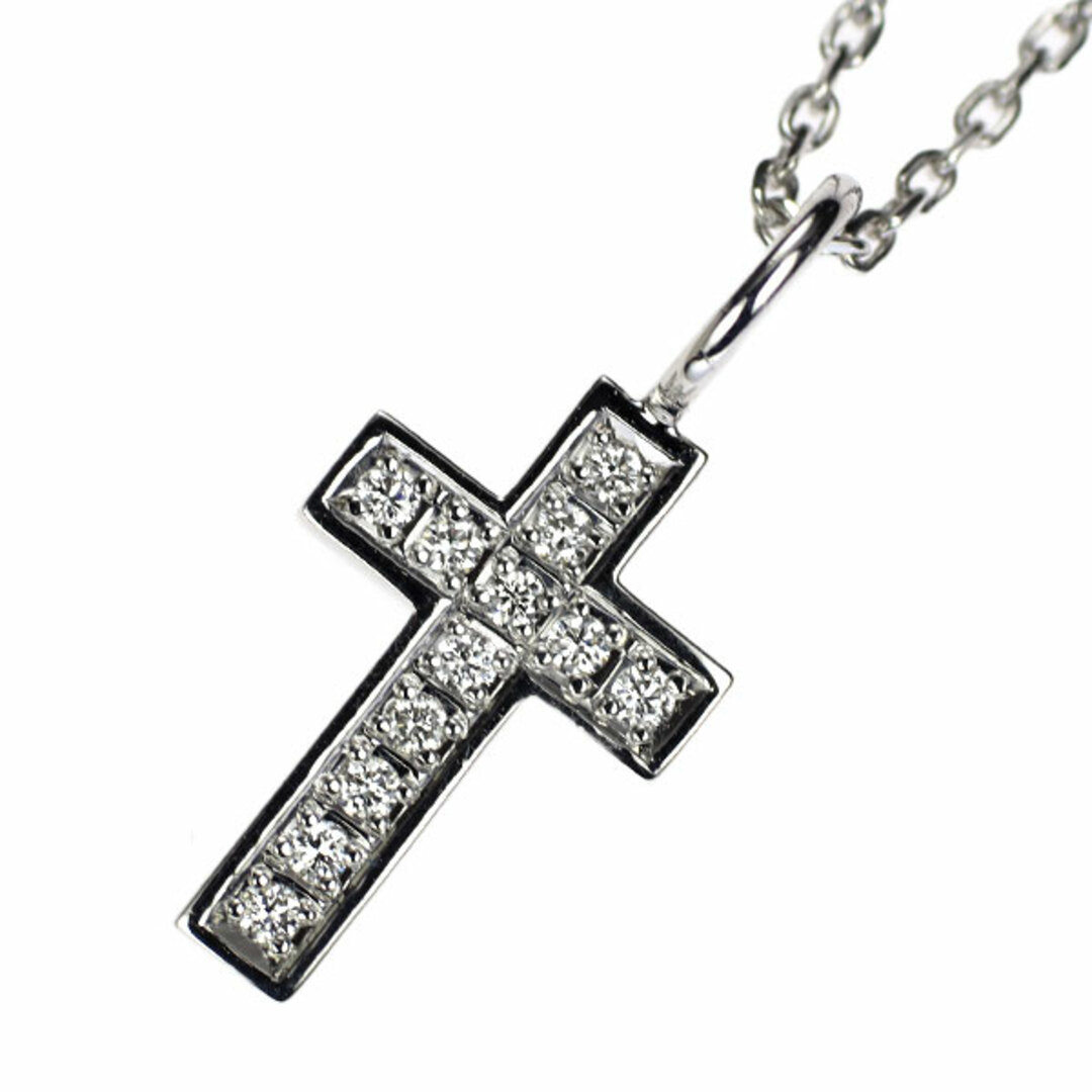 SJX K18WG ダイヤモンド ペンダントネックレス 0.12ct クロスの SJX K18WG ダイヤモンド ペンダントネックレス 0.12ct クロスの