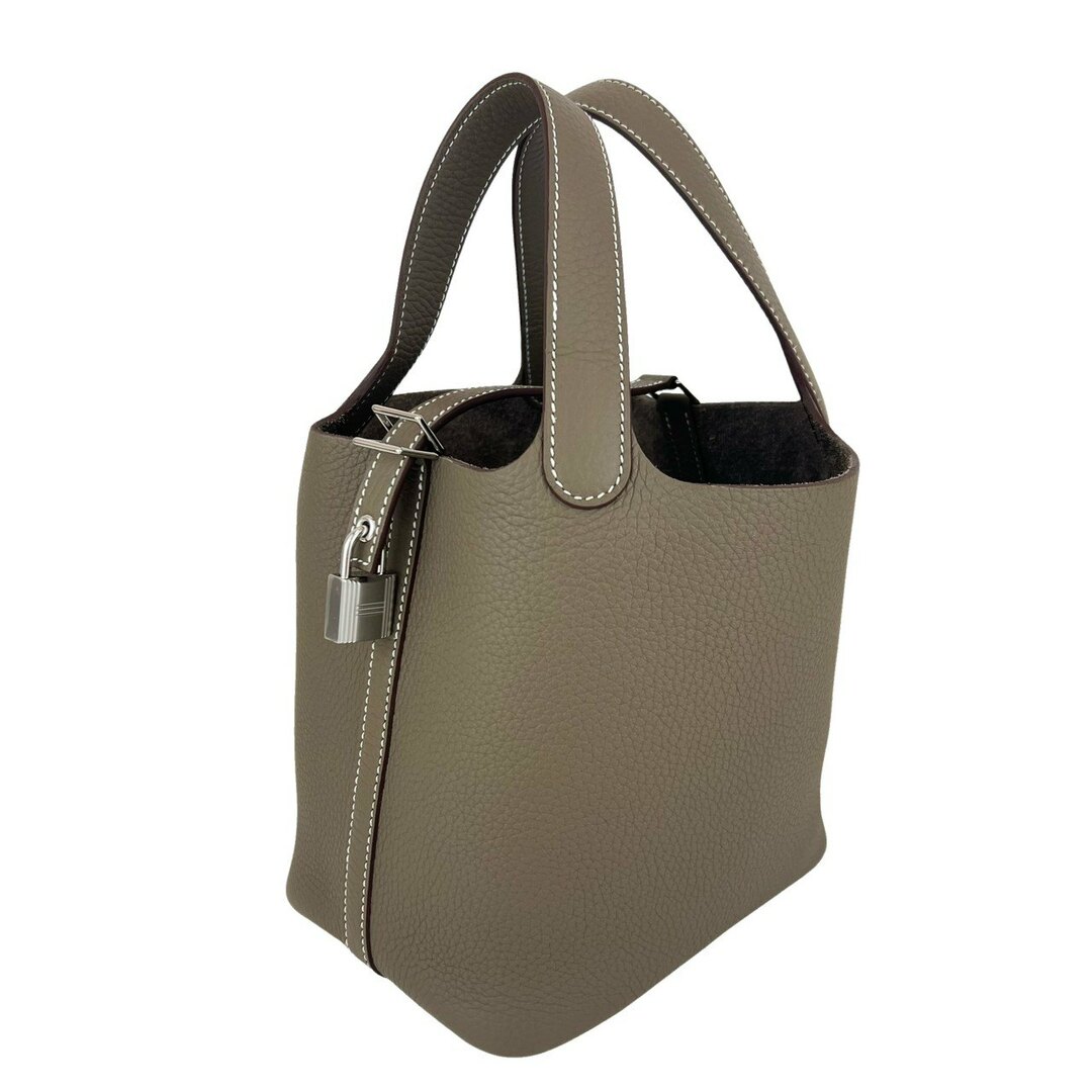 HERMES - 新品未使用 Hermès エルメス Picotin Lock PM ピコタンロック18 Etoupe エトープ  PHW シルバー金具    Taurillon clemence トリヨンクレマンス  Stamp-W W刻印 レディースバッグ　ハンドバッグ
