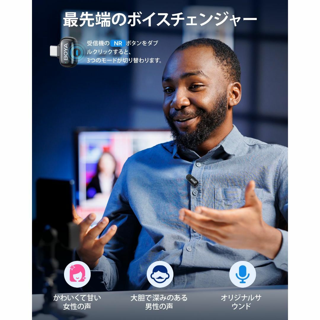 BOYA miniワイヤレスマイク【超ミニ360°集音ピンマイク】タイプc BOYA miniワイヤレスマイク【超ミニ360°集音ピンマイク】タイプc