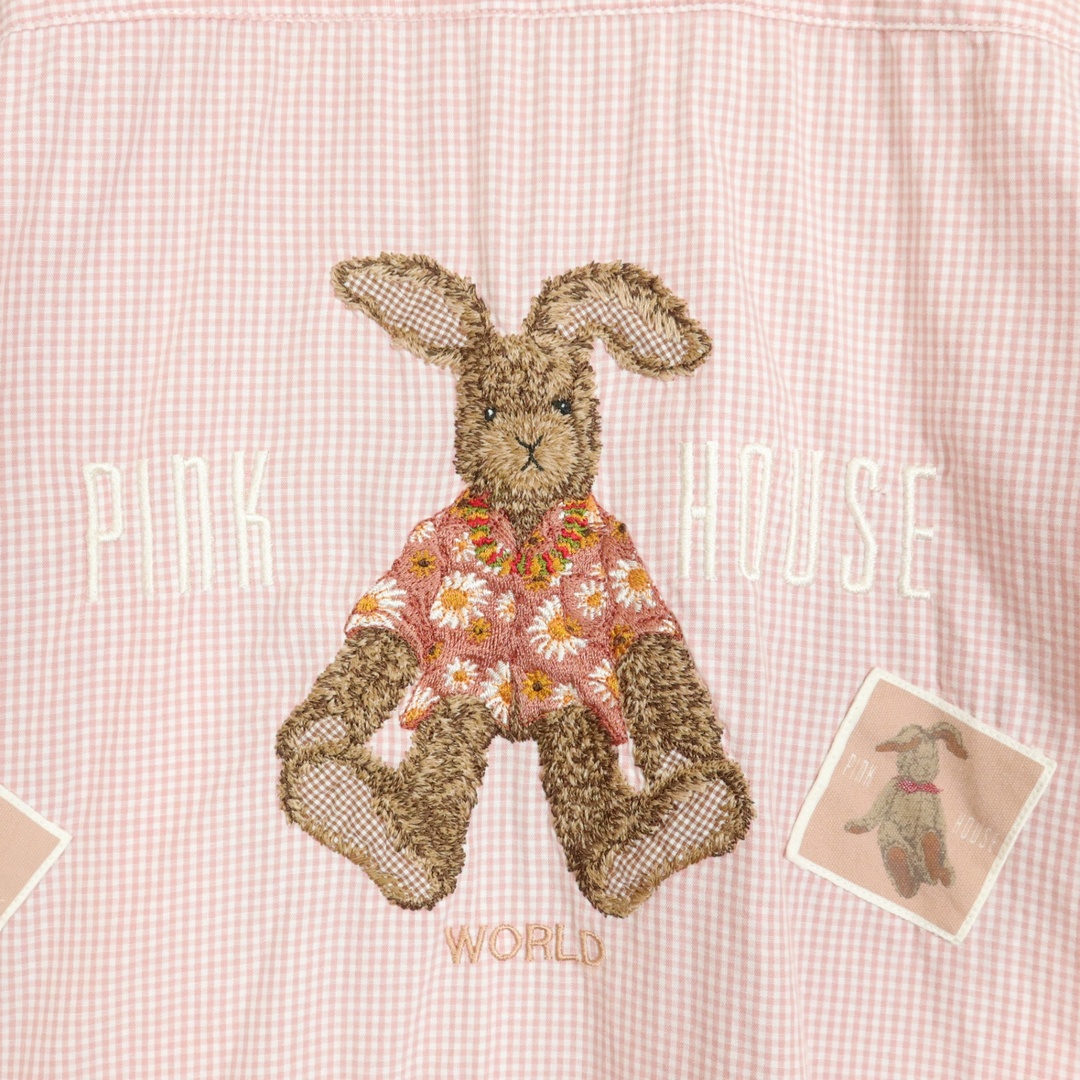 PINK HOUSE - ピンクハウス☆半袖シャツ ウサギぬいぐるみの刺繍 PINK HOUSE - ピンクハウス☆半袖シャツ ウサギぬいぐるみの刺繍