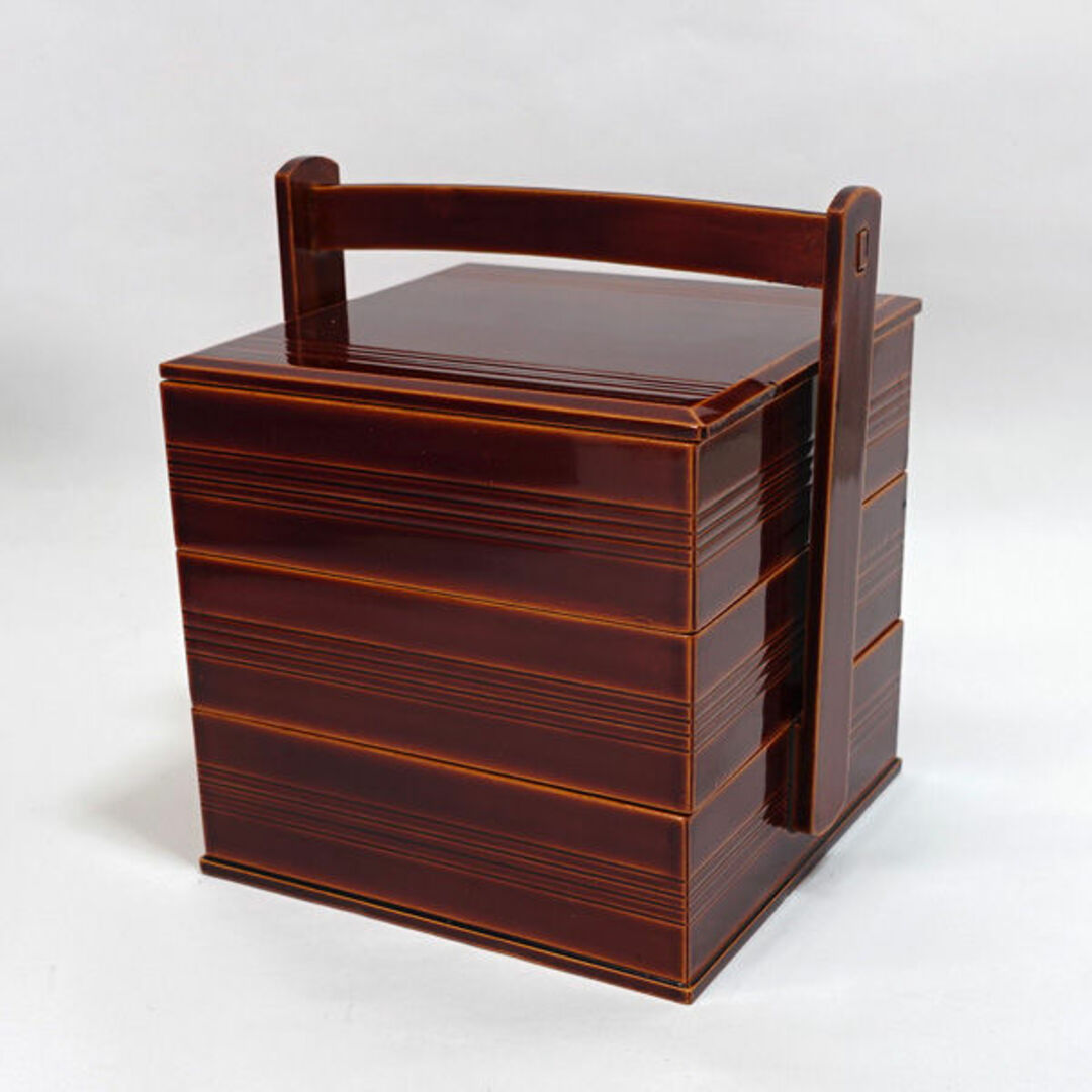 飛騨春慶塗 ◇【漆器】飛騨春慶塗/手付き三段箱 菓子器 茶道具 飛騨春慶塗 ◇【漆器】飛騨春慶塗/手付き三段箱 菓子器 茶道具