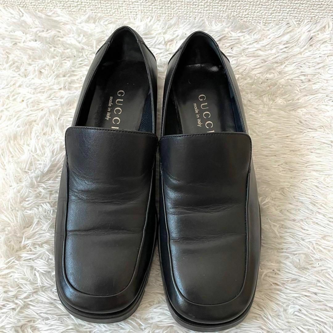 GUCCI - 極美品 GUCCI スクエアトゥ ローファー 21cm バックロゴ GUCCI - 極美品 GUCCI スクエアトゥ ローファー 21cm バックロゴ