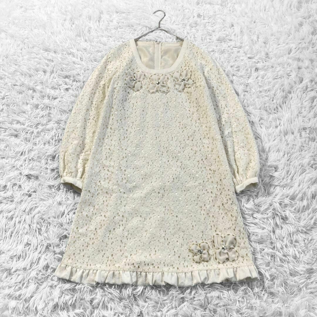 Chesty - タグ付 Chesty レース 花柄 刺繍 フリル ワンピース S Chesty - タグ付 Chesty レース 花柄 刺繍 フリル ワンピース S
