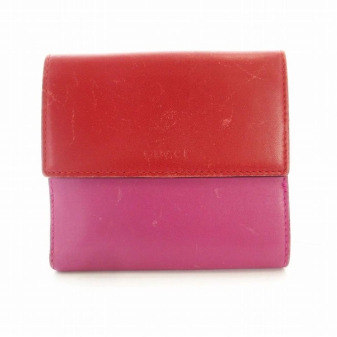 GUCCI - グッチ 二つ折り財布 レザー バイカラー 赤 レッド GUCCI - グッチ 二つ折り財布 レザー バイカラー 赤 レッド