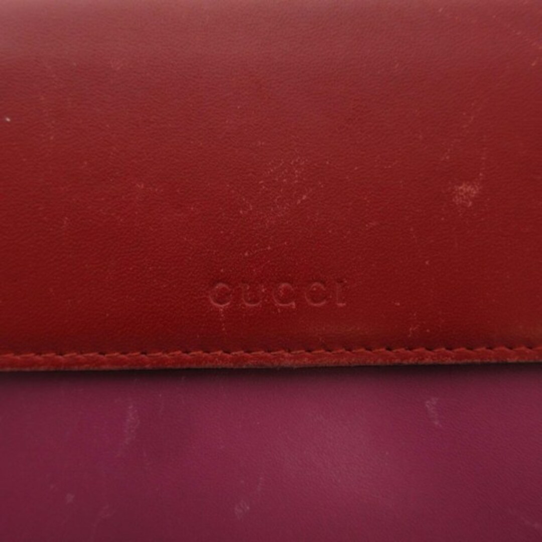 GUCCI - グッチ 二つ折り財布 レザー バイカラー 赤 レッド GUCCI - グッチ 二つ折り財布 レザー バイカラー 赤 レッド