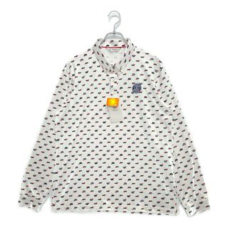 coco 未使用品 アンパスィ and per se メンズ 長袖ポロシャツ LL 白 ホワイト ボタンダウン 総柄(ウエア)