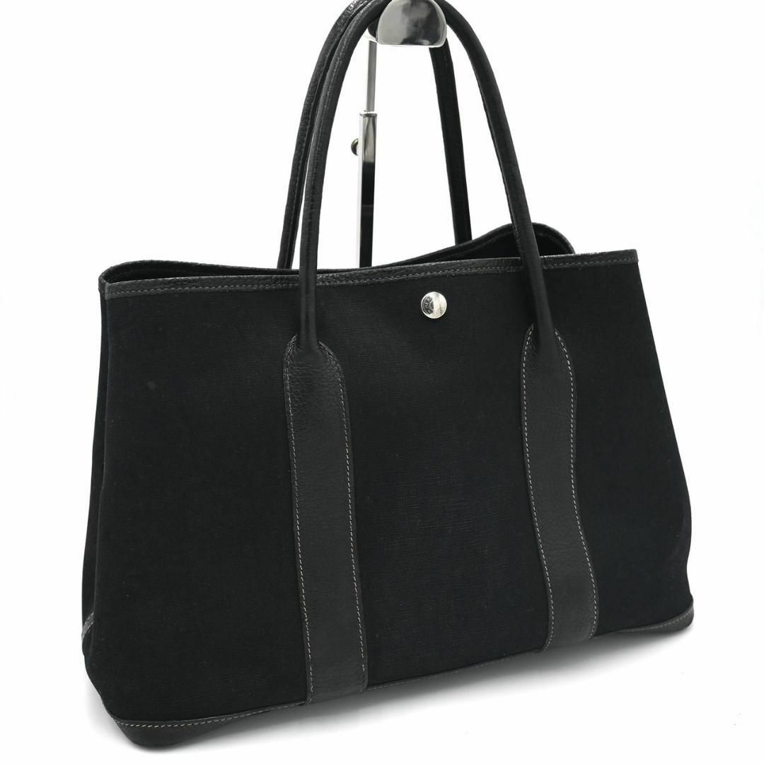 HERMES - エルメス ガーデンパーティPM ブラック トワル HERMES - エルメス ガーデンパーティPM ブラック トワル