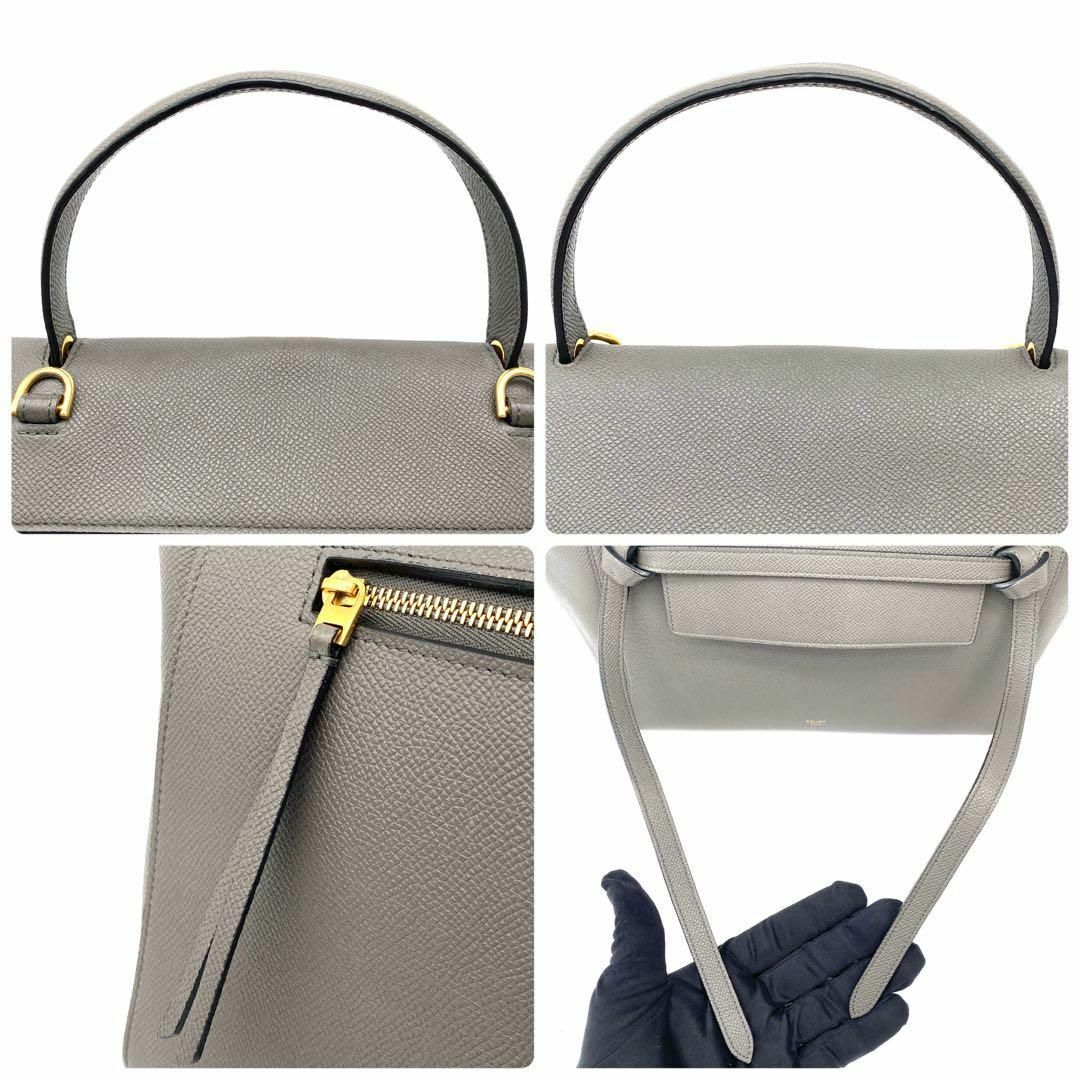 CELINE - CELINE セリーヌ ベルトバッグ ミニ グレー 新ロゴ CELINE - CELINE セリーヌ ベルトバッグ ミニ グレー 新ロゴ