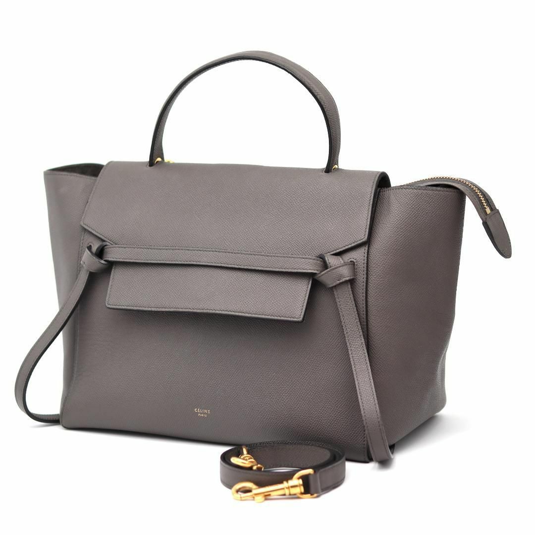 CELINE - CELINE セリーヌ ベルトバッグ ミニ グレー 新ロゴ CELINE - CELINE セリーヌ ベルトバッグ ミニ グレー 新ロゴ