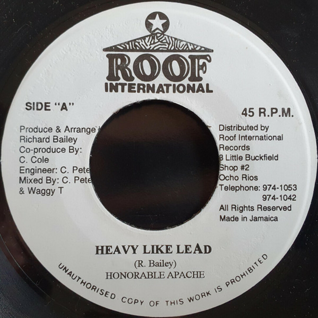 ジャマイカ7” Honorable Apache Heavy Like Lead / Yardi Anthem NONE Roof International /00080 エンタメ/ホビーのエンタメ その他(その他)の商品写真