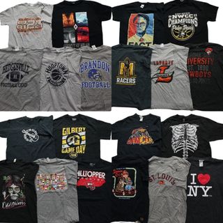 古着卸 まとめ売り 黒・グレー ボディ プリント 半袖Tシャツ 20 古着卸 まとめ売り 黒・グレー ボディ プリント 半袖Tシャツ 20