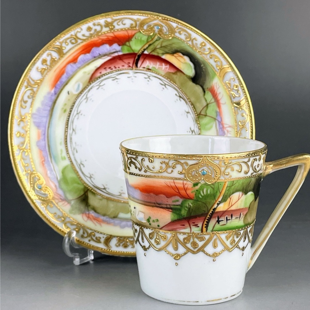 Noritake - 【訳あり】オールドニッポン 金盛り 風景紋 カップ Noritake - 【訳あり】オールドニッポン 金盛り 風景紋 カップ