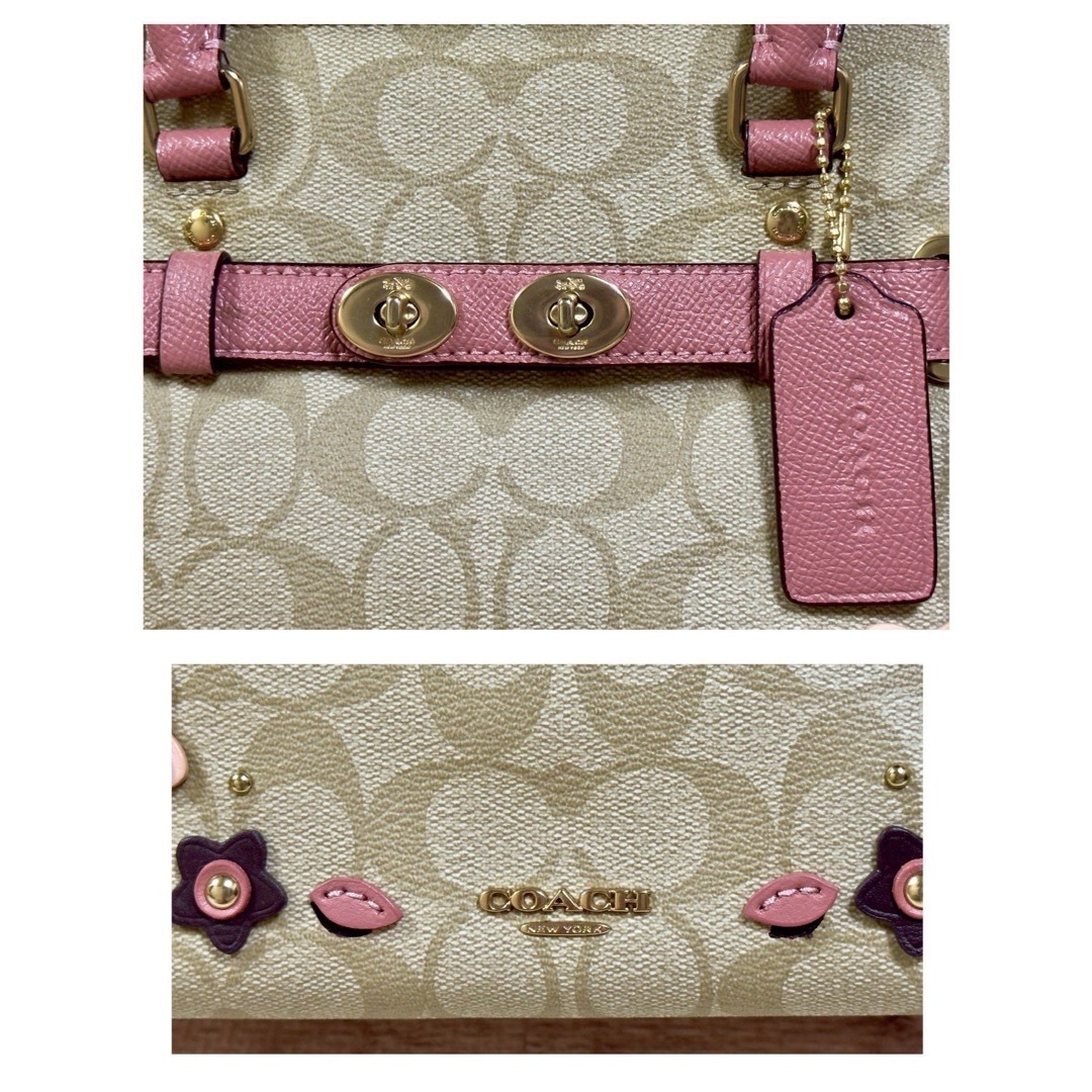 COACH - COACH キャリーオール ロゴ アップリケ フラワー ライト COACH - COACH キャリーオール ロゴ アップリケ フラワー ライト