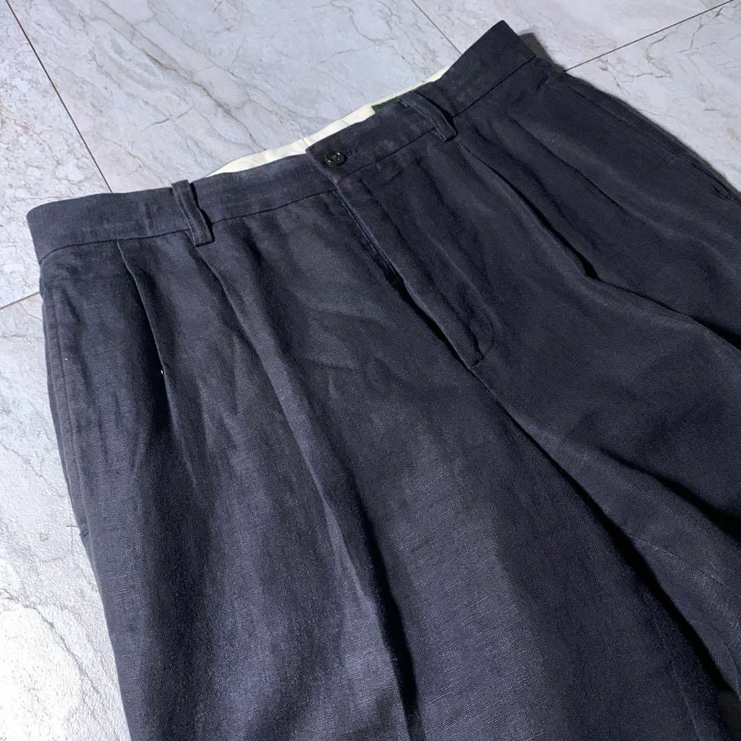 Eddie Bauer - 00s Eddie Bauer 2タック リネン スラックス Eddie Bauer - 00s Eddie Bauer 2タック リネン スラックス