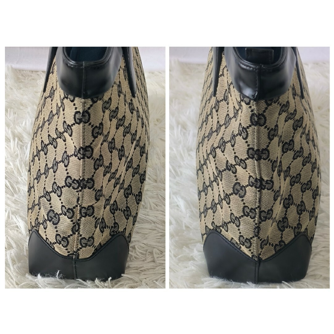 GUCCI - 【美品】GUCCI グッチ GG キャンバス レザー トート GUCCI - 【美品】GUCCI グッチ GG キャンバス レザー トート