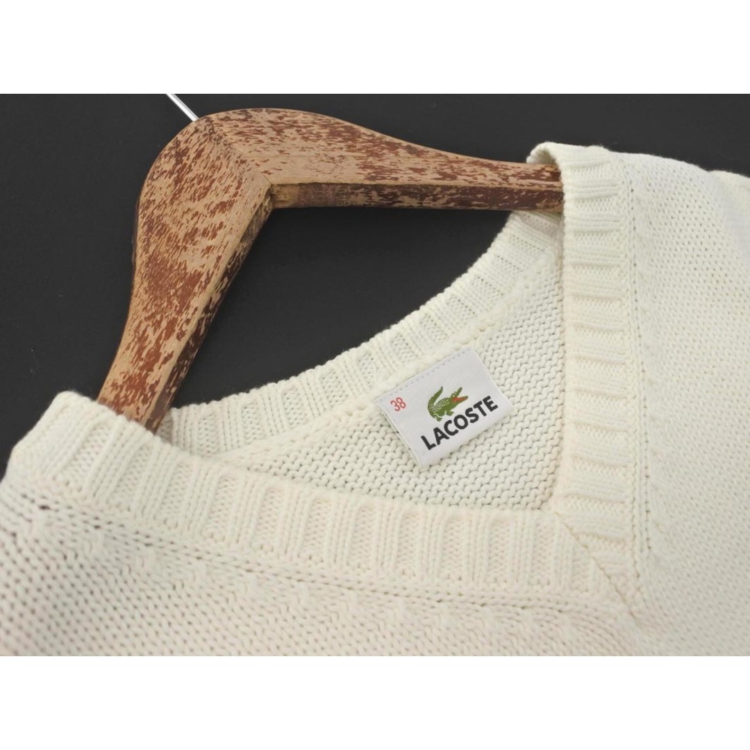 LACOSTE - LACOSTE ラコステ ロゴ 刺繍 ニット ベスト size38/白 LACOSTE - LACOSTE ラコステ ロゴ 刺繍 ニット ベスト size38/白