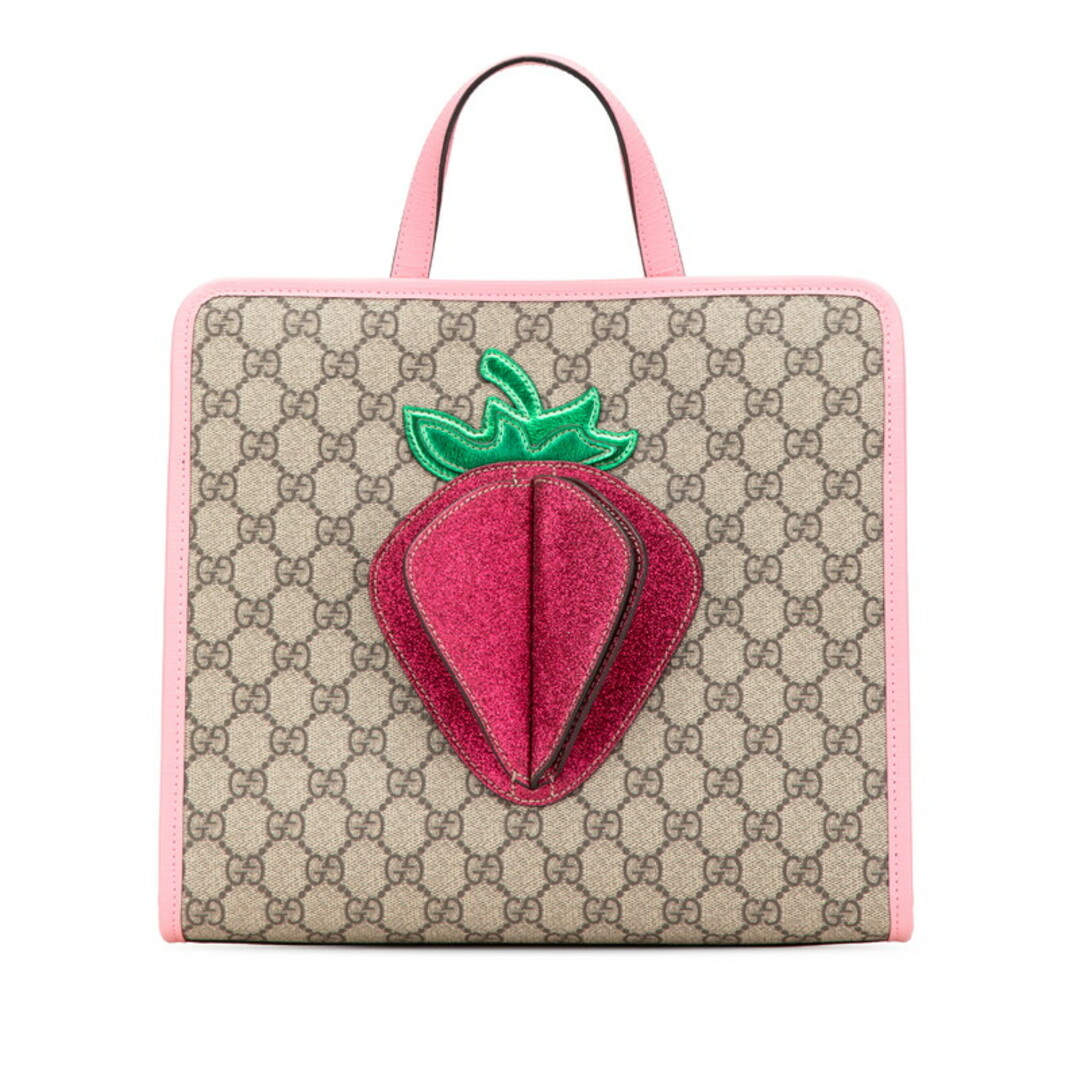 GUCCI - 美品 グッチ GGスプリーム チルドレンズ 3D ストロベリー ハンドバッグ 630589 PVC レディース GUCCI 【1-0200838】