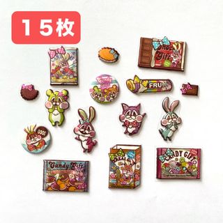 シール ステッカー デコ コラージュ アニマル スイーツ レトロ ポップ お洒落(シール)
