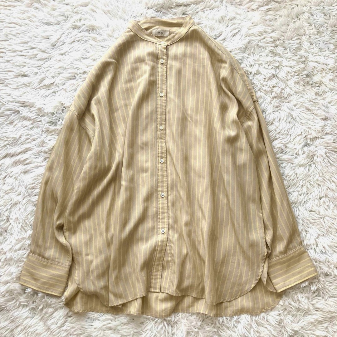 IENA - 美品 イエナ バンドカラー長袖シャツ ストライプ IENA - 美品 イエナ バンドカラー長袖シャツ ストライプ