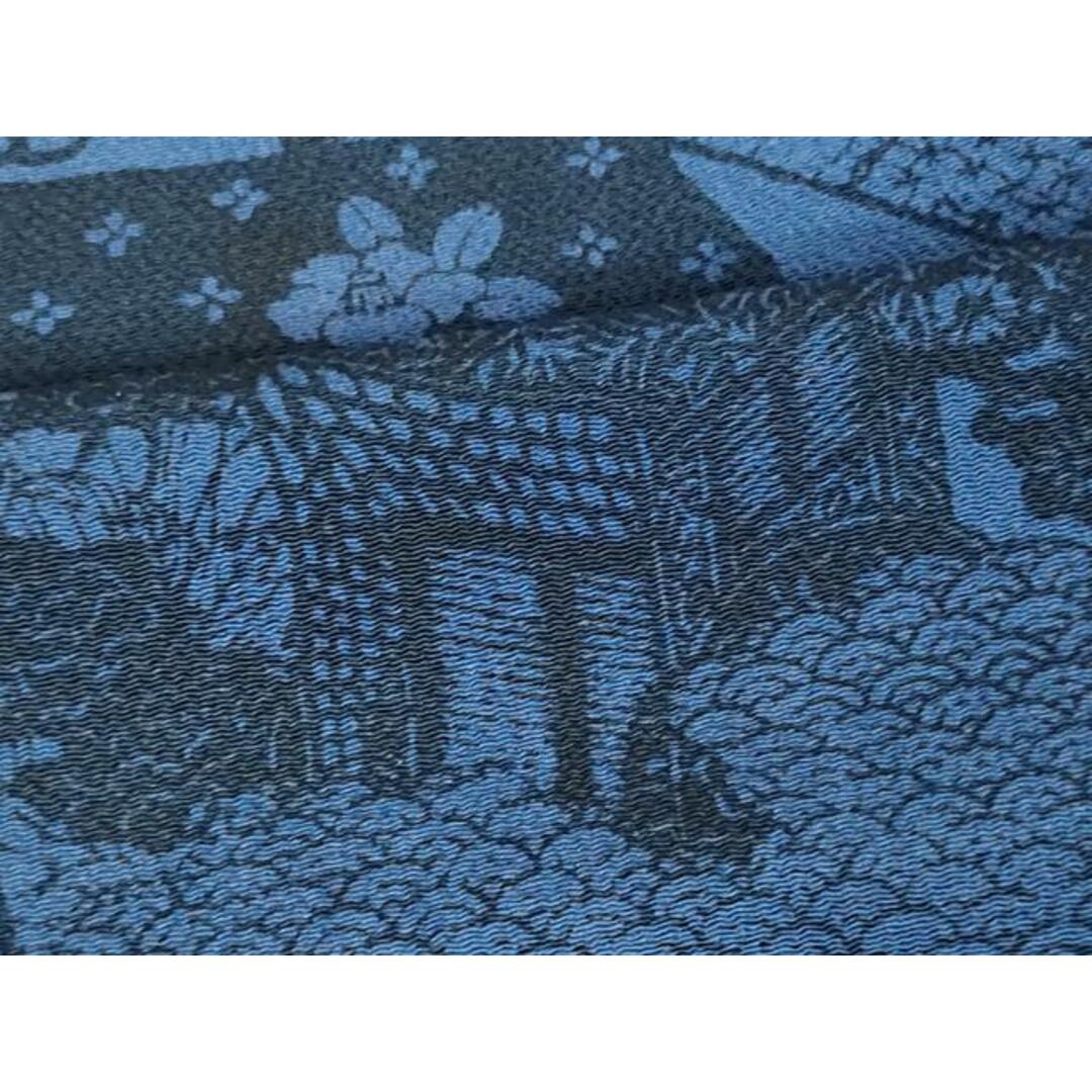 平和屋着物□本藍 型絵染 小紋 御所車流水花文 鬼しぼ縮緬 平和屋着物□本藍 型絵染 小紋 御所車流水花文 鬼しぼ縮緬
