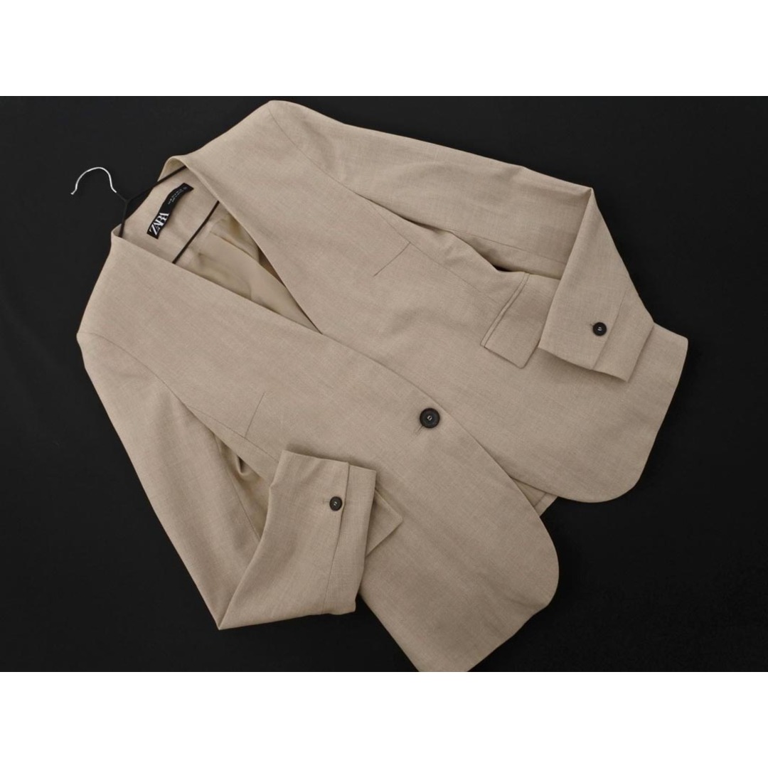 ZARA - ZARA ザラ ノーカラー ジャケット size36/ベージュ ZARA - ZARA ザラ ノーカラー ジャケット size36/ベージュ