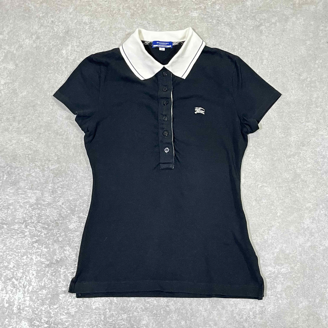 BURBERRY BLUE LABEL - BURBERRY BLUE LABEL ポロシャツ 黒/白38 BURBERRY BLUE LABEL - BURBERRY BLUE LABEL ポロシャツ 黒/白38