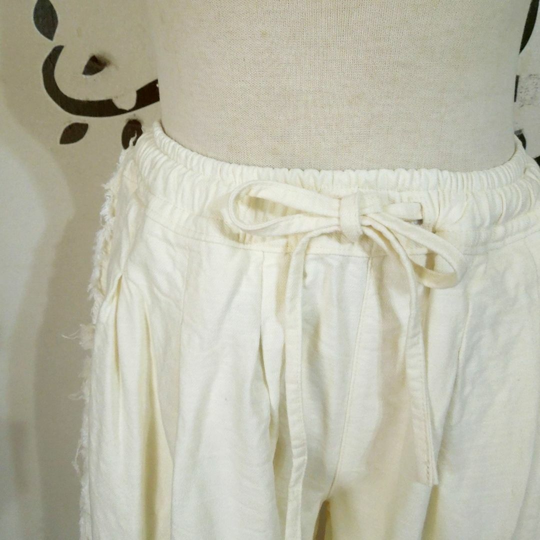 asana HEMP100% デニム風 フリンジ パンツ○草木染めインディゴ asana HEMP100% デニム風 フリンジ パンツ○草木染めインディゴ
