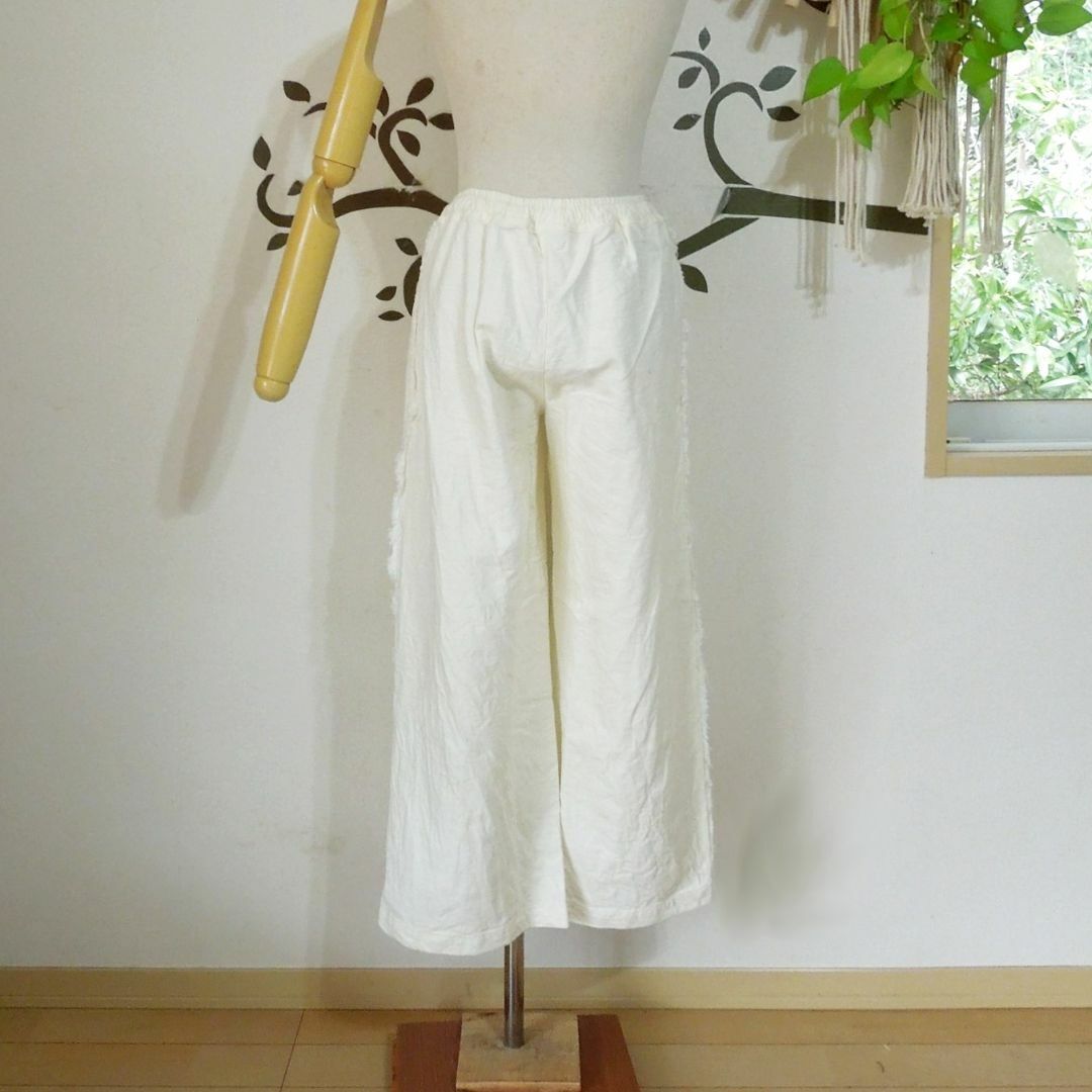asana HEMP100% デニム風 フリンジ パンツ○草木染めインディゴ asana HEMP100% デニム風 フリンジ パンツ○草木染めインディゴ