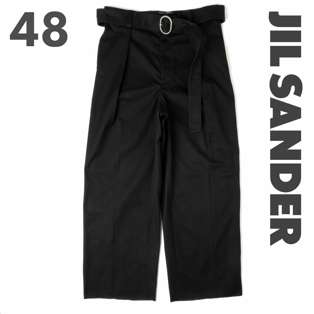JIL SANDER - 新品 JIL SANDER ベルト付き ワイドコットンパンツ JIL SANDER - 新品 JIL SANDER ベルト付き ワイドコットンパンツ