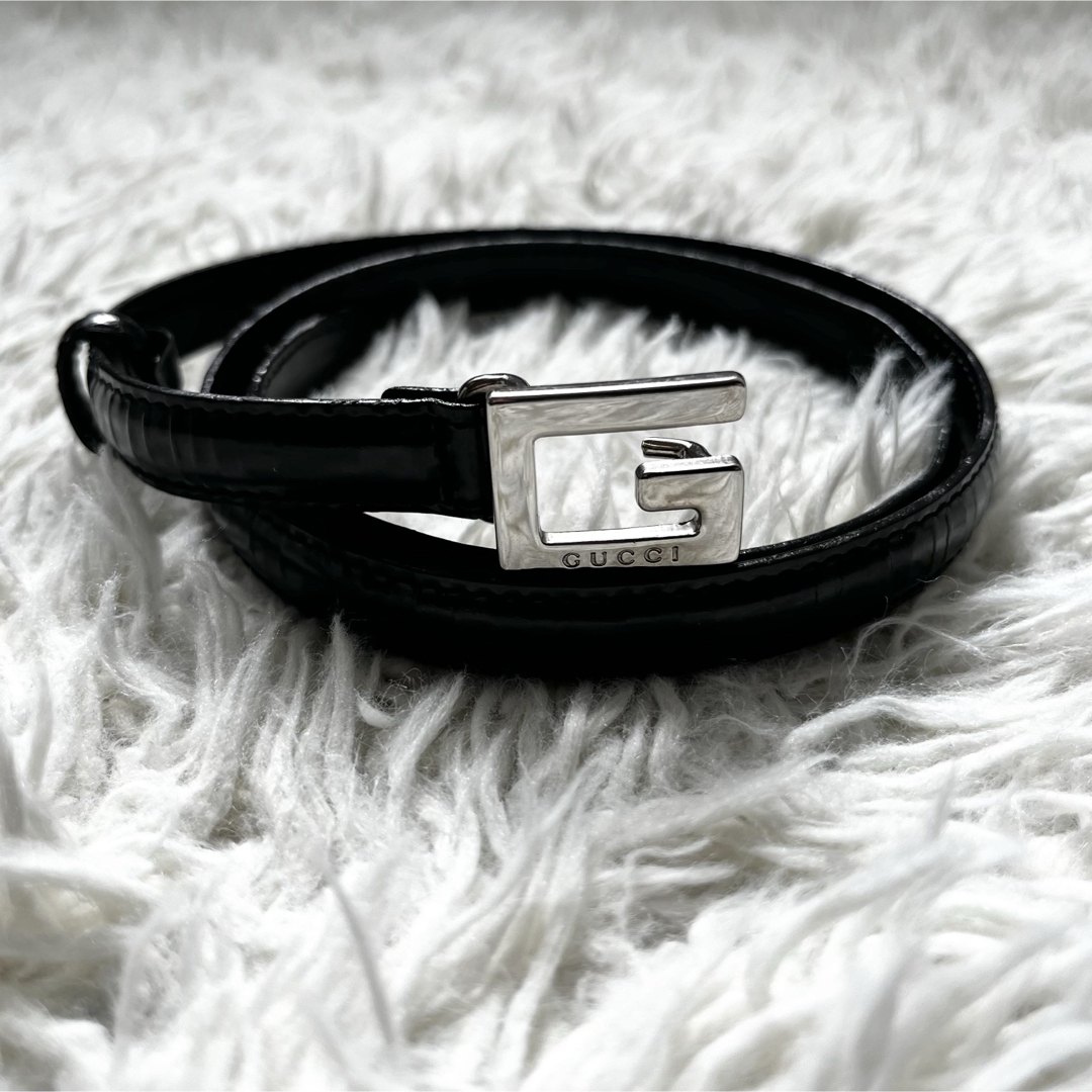 GUCCI - 良品 GUCCI グッチ ナローベルト Gロゴ シルバー GUCCI - 良品 GUCCI グッチ ナローベルト Gロゴ シルバー
