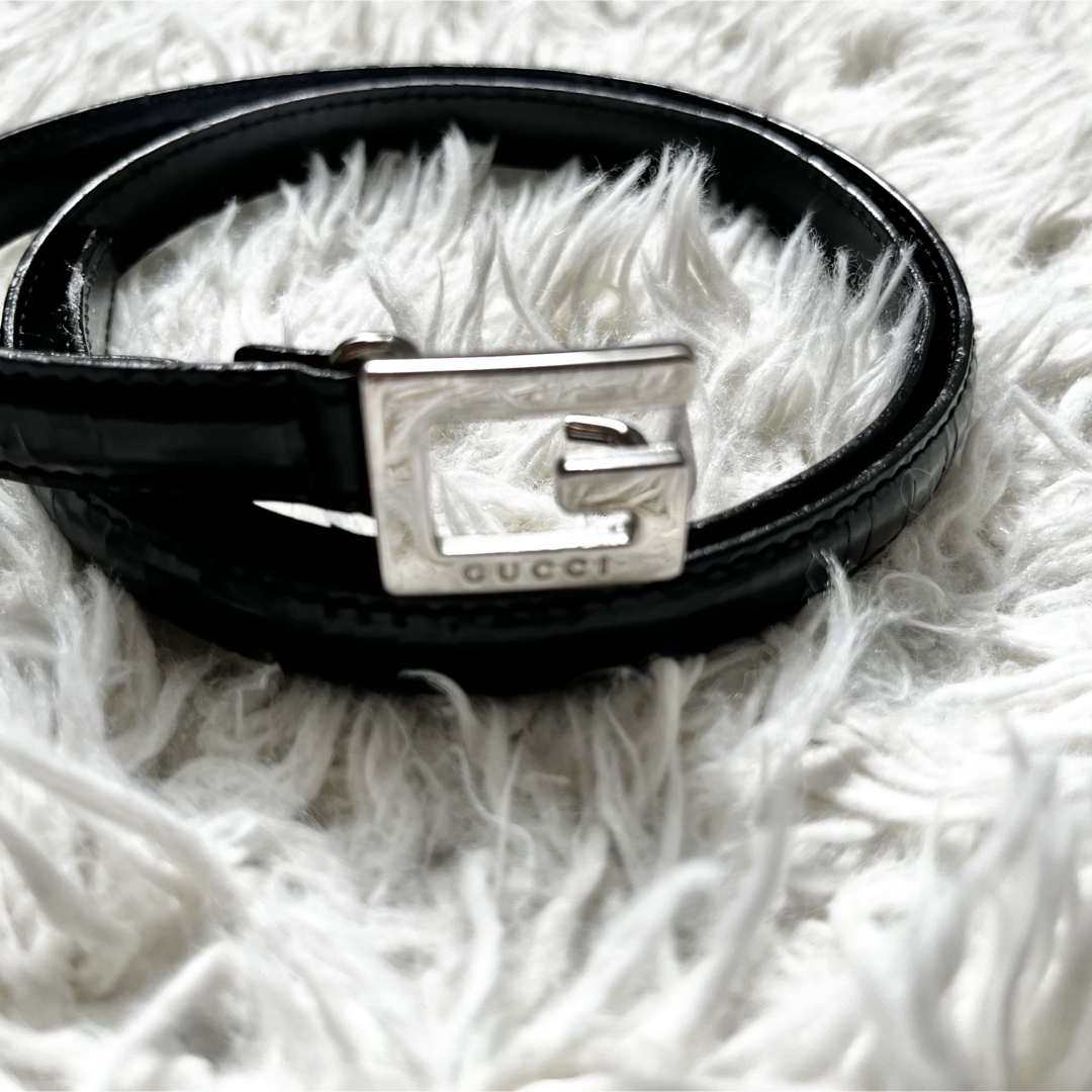 GUCCI - 良品 GUCCI グッチ ナローベルト Gロゴ シルバー GUCCI - 良品 GUCCI グッチ ナローベルト Gロゴ シルバー