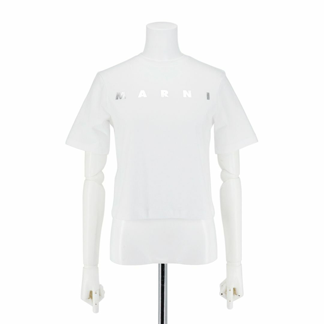 MARNI - マルニ Tシャツ クロップド丈 ミニ丈 ホワイト ロゴ MARNI - マルニ Tシャツ クロップド丈 ミニ丈 ホワイト ロゴ