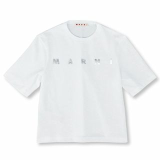 MARNI - マルニ Tシャツ クロップド丈 ミニ丈 ホワイト ロゴ MARNI - マルニ Tシャツ クロップド丈 ミニ丈 ホワイト ロゴ