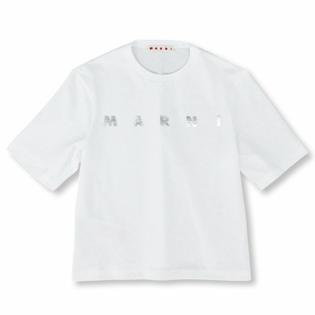 MARNI - マルニ Tシャツ クロップド丈 ミニ丈 ホワイト ロゴ MARNI - マルニ Tシャツ クロップド丈 ミニ丈 ホワイト ロゴ