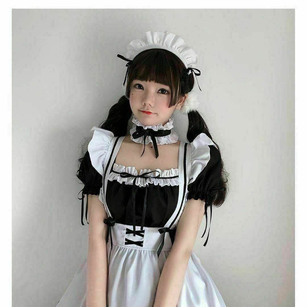新品】3XL おおきめ メイド服 コスプレ 7点セット スカート 卒業 新品】3XL おおきめ メイド服 コスプレ 7点セット スカート 卒業