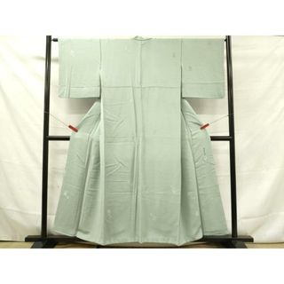 平和屋着物■本加賀友禅作家　柿本市郎監修　色無地　草花丸地紋　青磁鼠色　正絹　逸品　DAAQ1560we(着物)