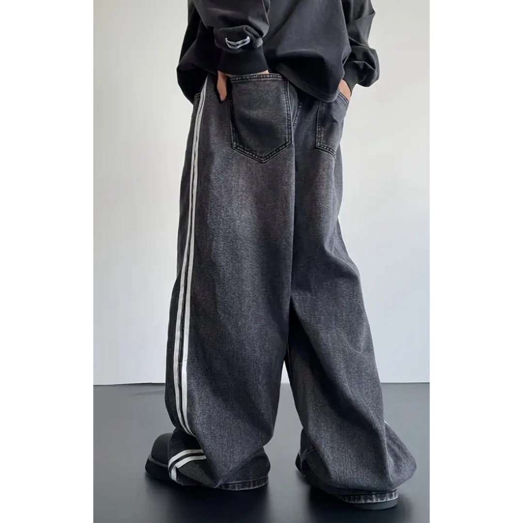adidasデニム似 ワイドデニムパンツS〜XXLの通販 by ハチワレ服 adidasデニム似 ワイドデニムパンツS〜XXLの通販 by ハチワレ服