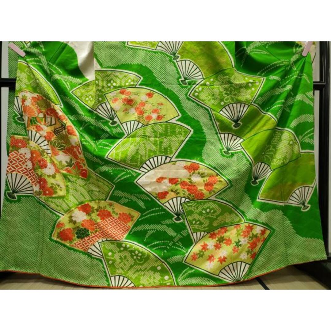 平和屋着物□豪華振袖 駒刺繍 絞り 扇面吉祥花文 金彩 正絹 逸品 平和屋着物□豪華振袖 駒刺繍 絞り 扇面吉祥花文 金彩 正絹 逸品
