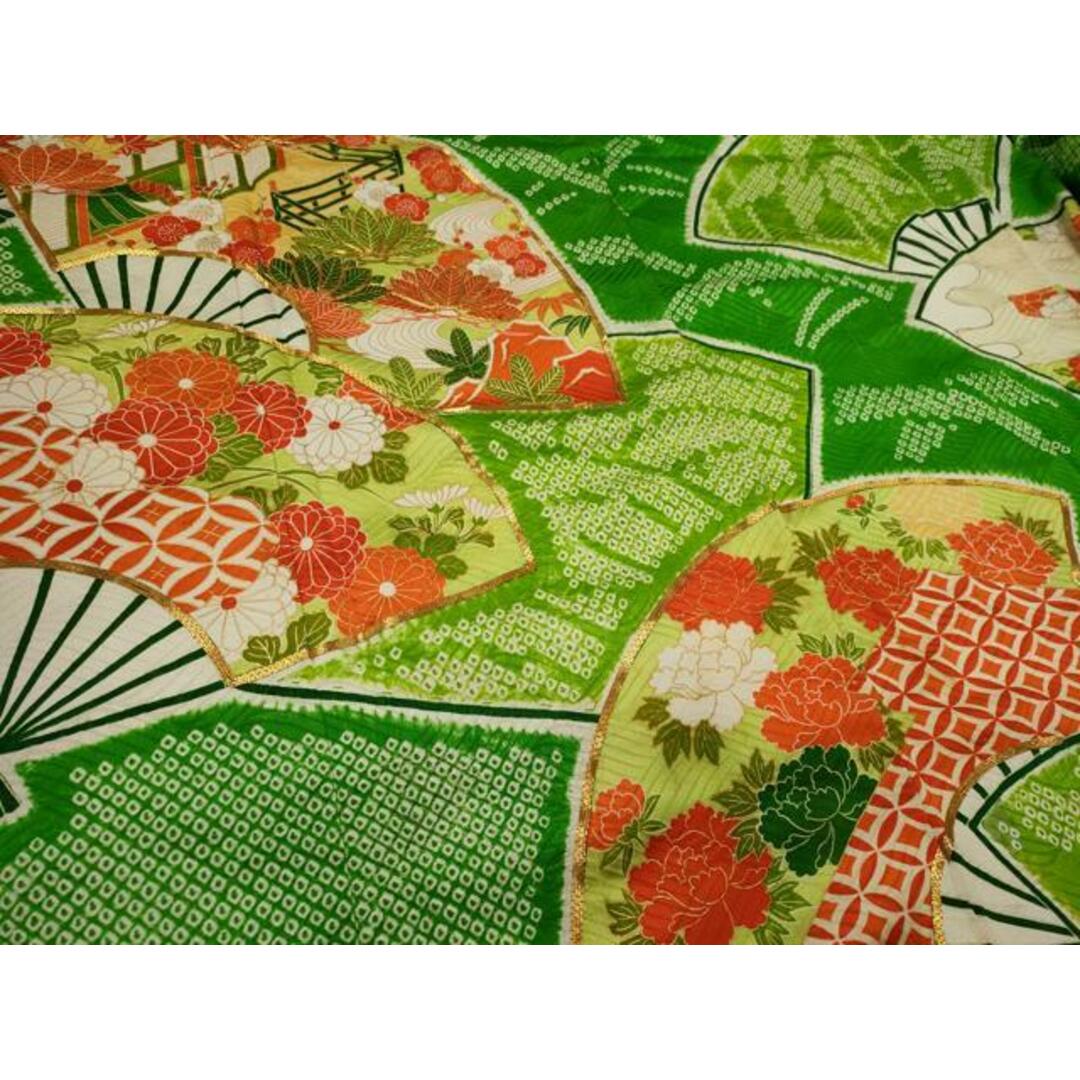 平和屋着物□豪華振袖 駒刺繍 絞り 扇面吉祥花文 金彩 正絹 逸品 平和屋着物□豪華振袖 駒刺繍 絞り 扇面吉祥花文 金彩 正絹 逸品