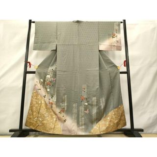 平和屋着物■訪問着　花蝶文　暈し染め　金銀彩　正絹　逸品　AAAQ6920cg(着物)