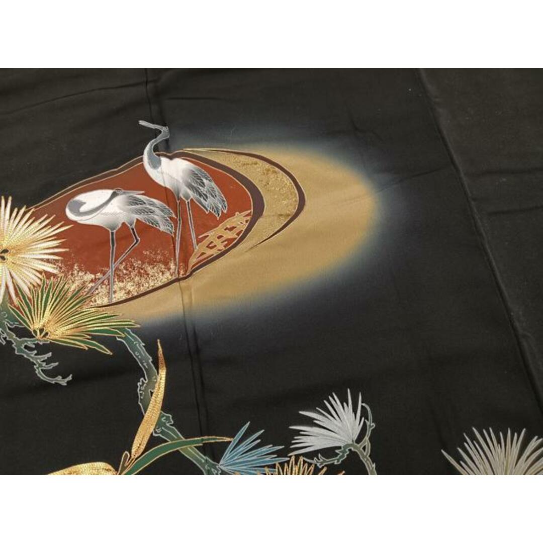平和屋着物□豪華黒留袖 駒刺繍 鶴 暈し染め 金彩 正絹 逸品 未 平和屋着物□豪華黒留袖 駒刺繍 鶴 暈し染め 金彩 正絹 逸品 未