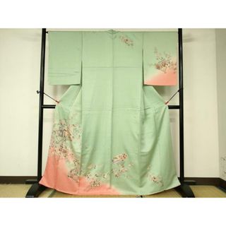 平和屋着物■訪問着　扇面御所車草花文　暈し染め　金彩　正絹　逸品　DAAP6183cm(着物)
