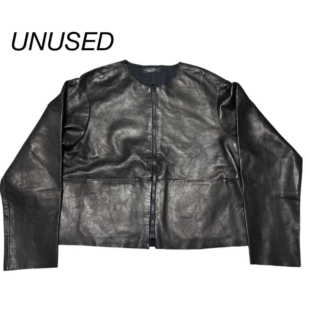 UNUSED - 希少 UNUSED ノーカラーレザージャケットの通販 by UNUSED - 希少 UNUSED ノーカラーレザージャケットの通販 by