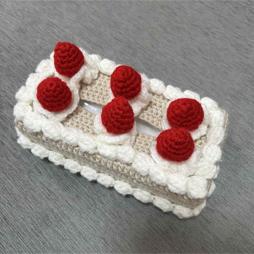 即購入可】編み物 いちご ケーキ ティッシュケース ティッシュ 即購入可】編み物 いちご ケーキ ティッシュケース ティッシュ