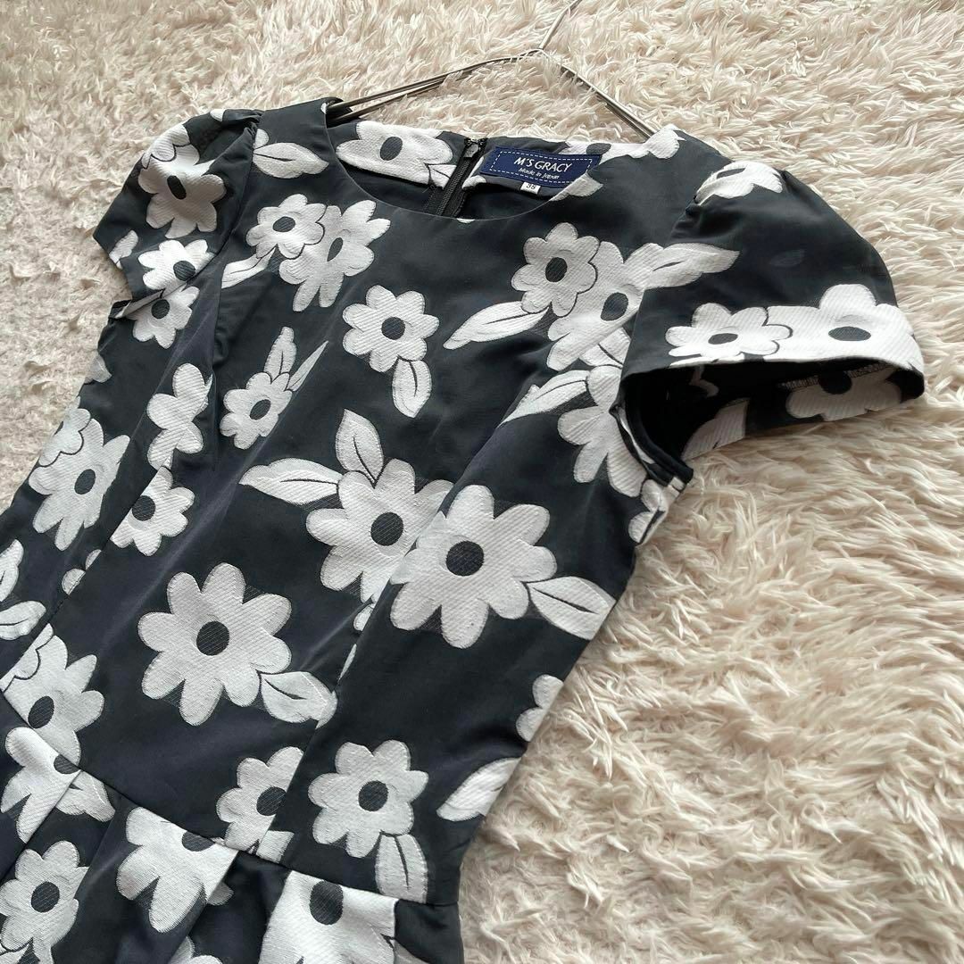 M'S GRACY - エムズグレイシー ひざ丈ワンピース ジャガード 花 M'S GRACY - エムズグレイシー ひざ丈ワンピース ジャガード 花